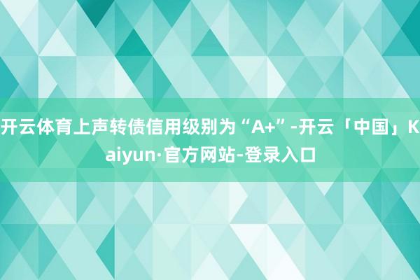 开云体育上声转债信用级别为“A+”-开云「中国」Kaiyun·官方网站-登录入口